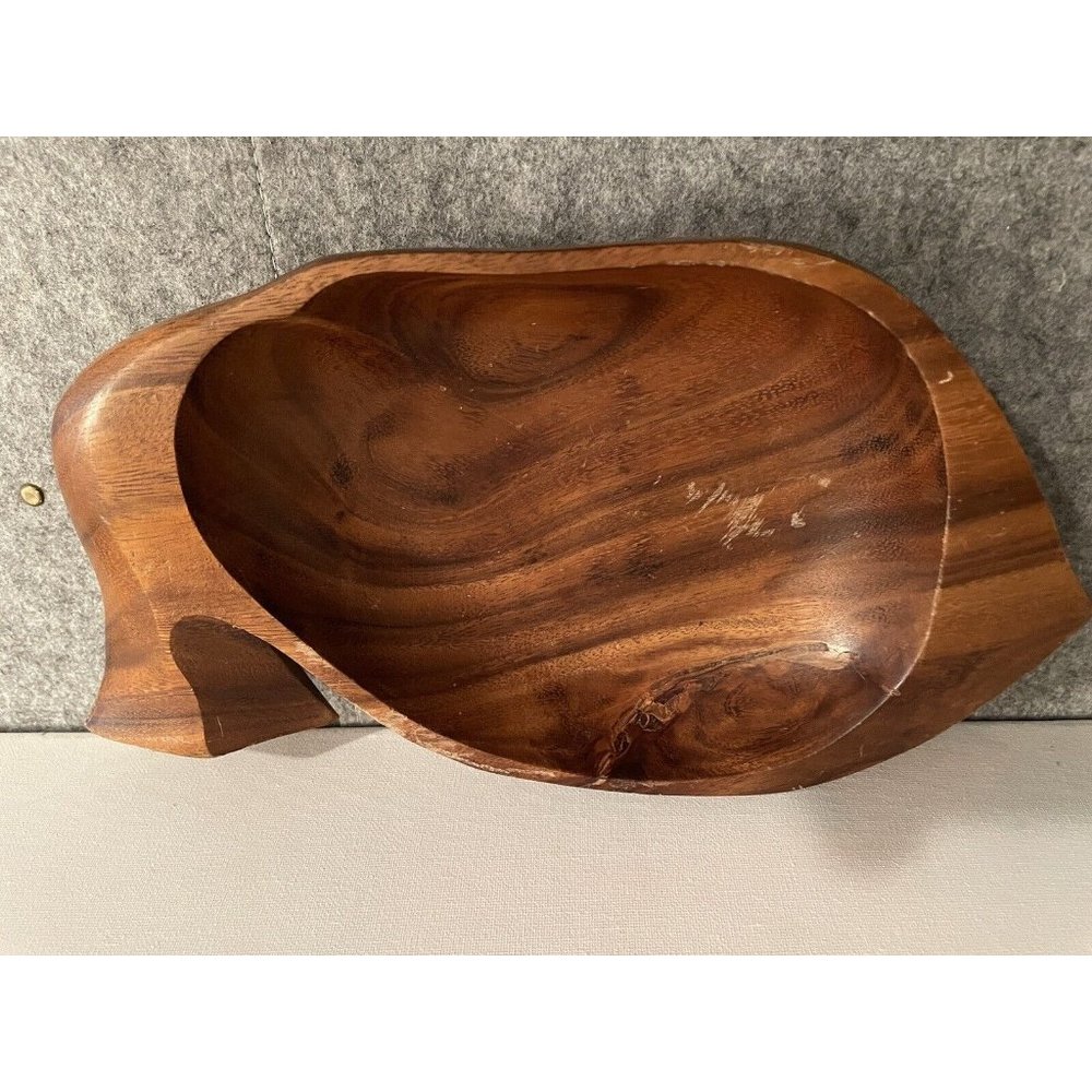 Monkeypod Wood Whale Bowl 12 by 6.5 From Hawaii #537